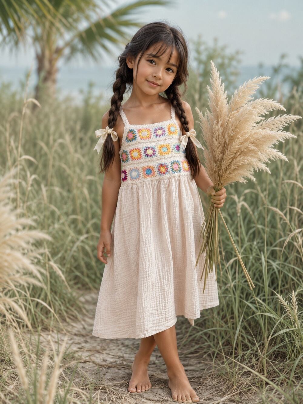 Effortless Beauty Gauzy Muslin Embroidered Crochet Dress 6/7